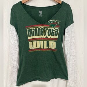 NHL Minnesota Wild Green and White Long Sleeve Women's Tee